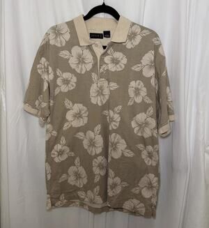 Stylo Golf Short Sleeve Polo Shirt 100% Cotton Mens L Floral